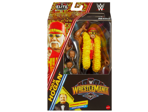 Mattel WWE Elite Collection Action Figure & Accessories, Premium Live Event Hulk Hogan Set, Wrestlemania with Howard Finkel Build-A-Figure Parts