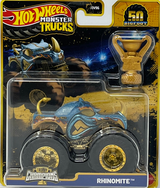 Hot Wheels Monster Trucks Rhinomite, Trophy Champions 50th Bigfoot Series 1:64 Scale die cast