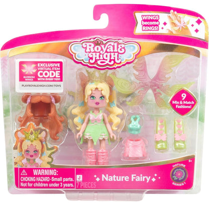 Royale High 3” Nature Fairy Fashion Doll - 1 Figure with 9 Fashion Accessories - Virtual Item Code Included - Series 1 - Ages 5+