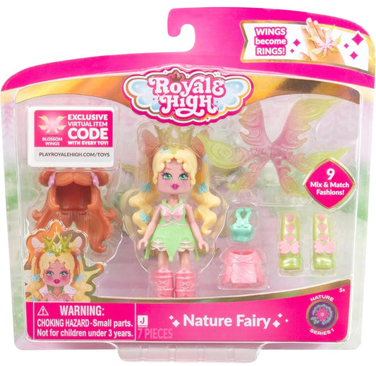 Royale High 3” Nature Fairy Fashion Doll - 1 Figure with 9 Fashion Accessories - Virtual Item Code Included - Series 1 - Ages 5+