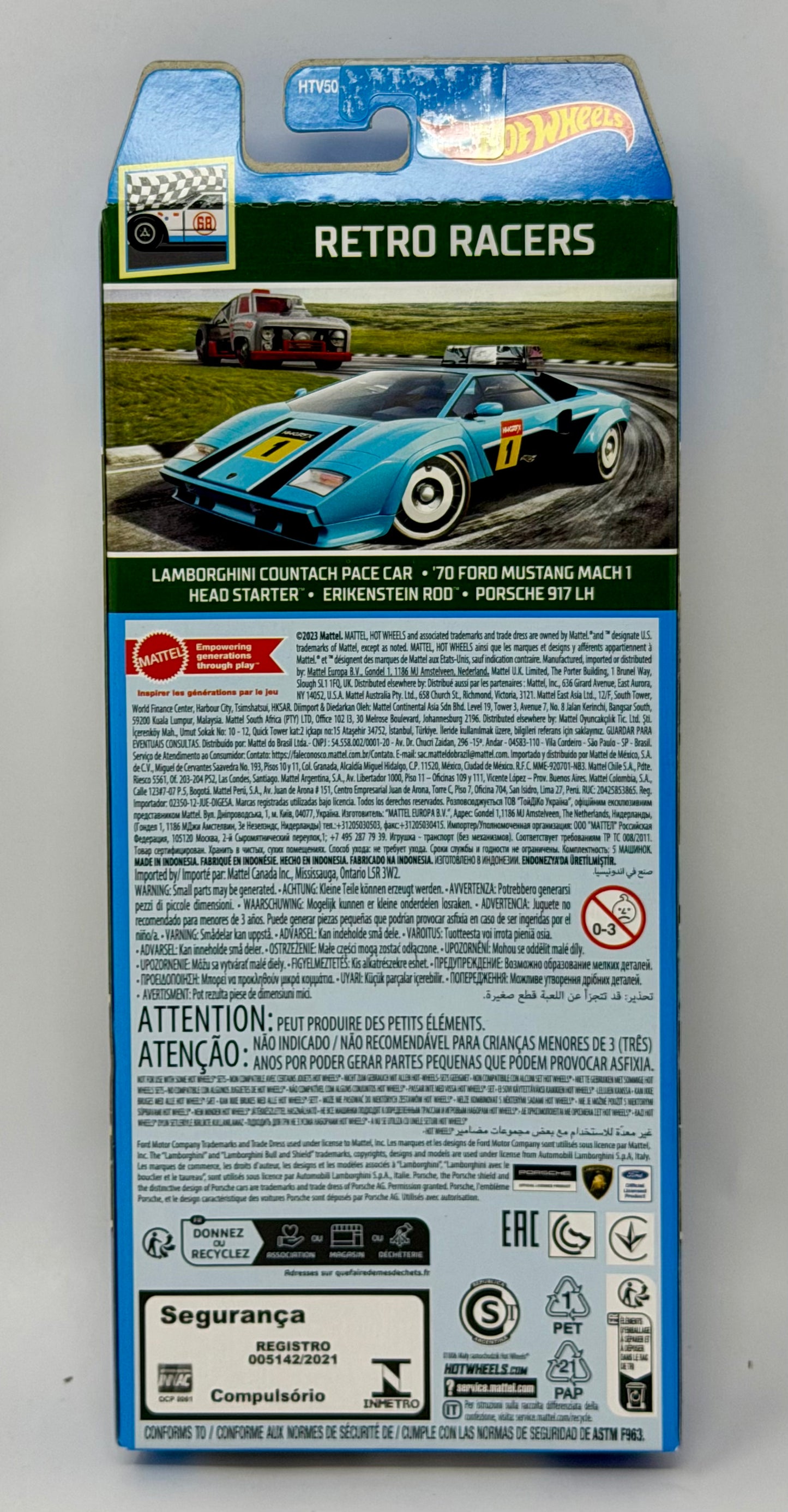 Hot Wheels Retro Racers 5-Pack LAMBORGHINI COUNTACH PACE CAR • '70 FORD MUSTANG MACH 1 HEAD STARTER™• ERIKENSTEIN ROD*• PORSCHE 917 LH