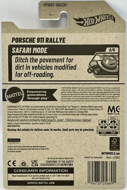 Hot Wheels Porsche 911 Rallye Green 154/250 Safari Mode 2/5