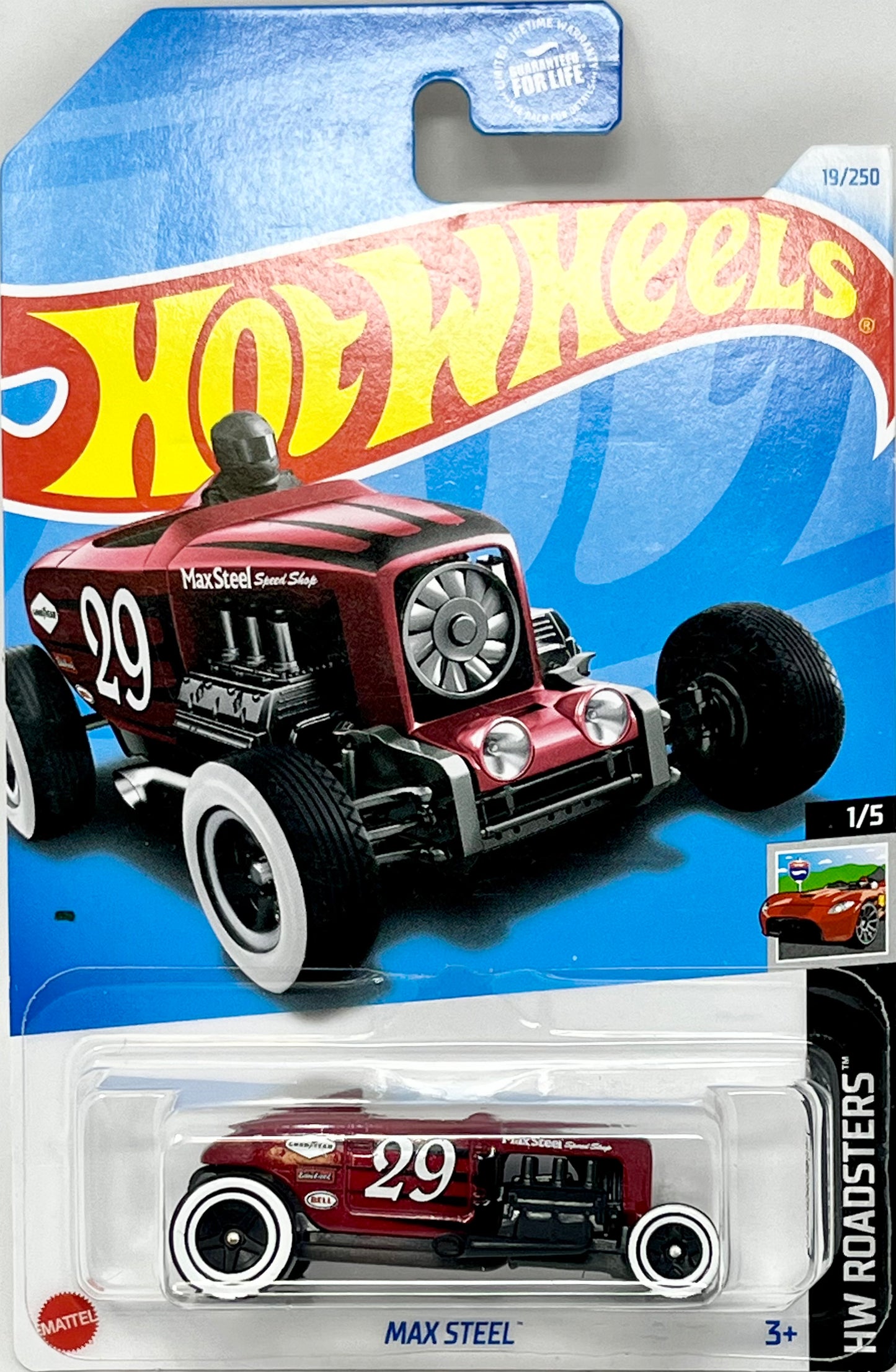 Hot Wheels Max Steel Burgundy #29 19/250 HW Roadsters 1/5