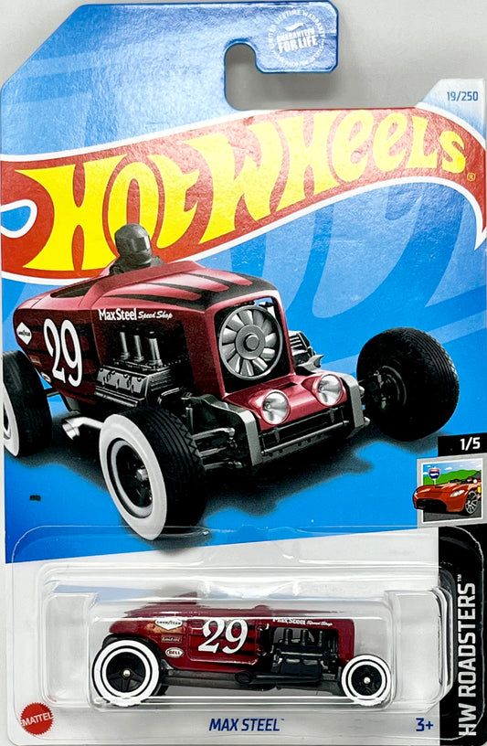Hot Wheels Max Steel Burgundy #29 19/250 HW Roadsters 1/5