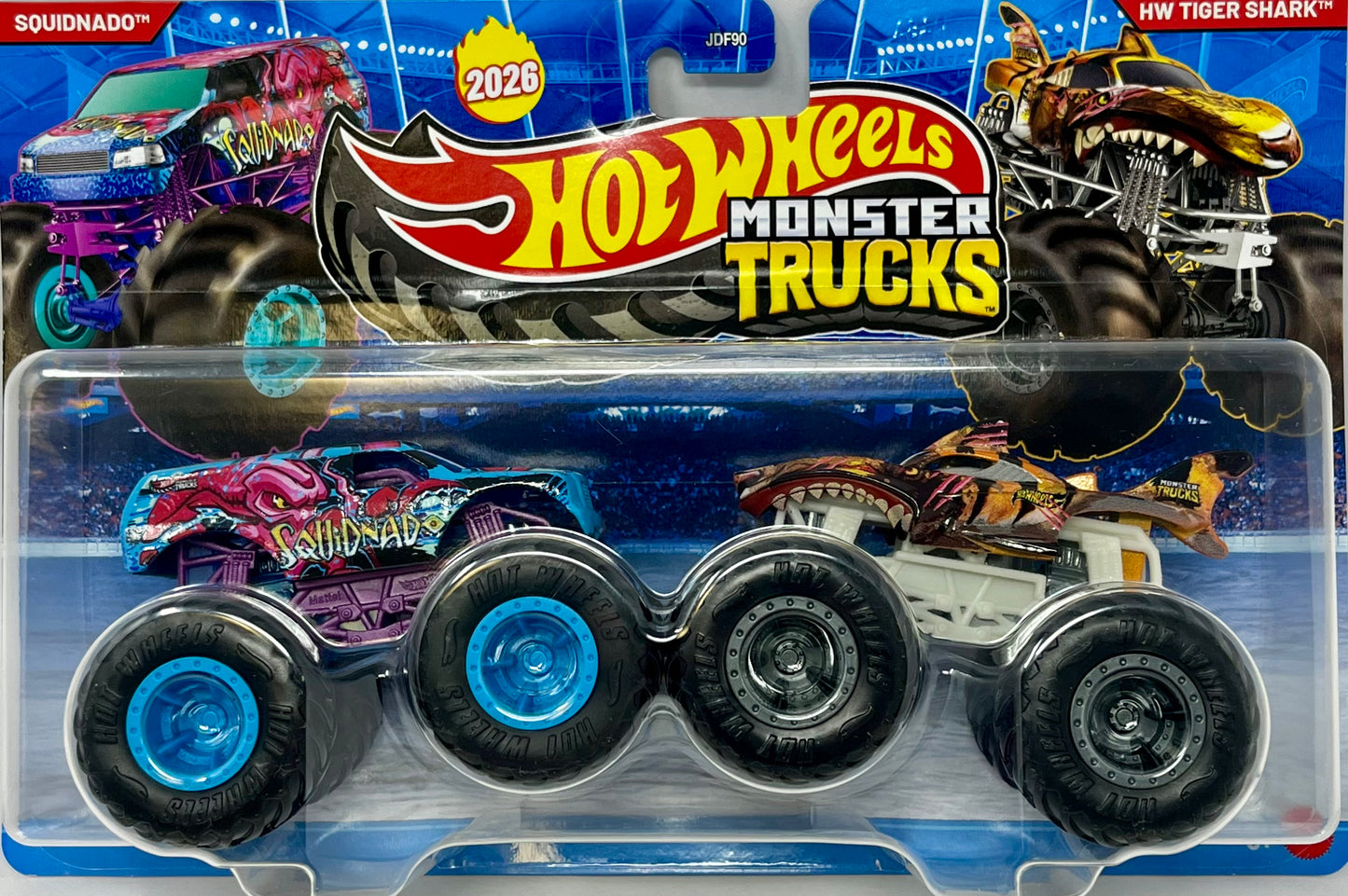 Hot Wheels Monster Trucks Squidnado & HW Tiger Shark Demolition Doubles