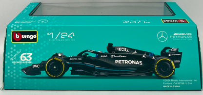 Mercedes-AMG F1 W14 E Performance #63 George Russell "Petronas" Formula One F1 1/24 Diecast Model Car by Bburago