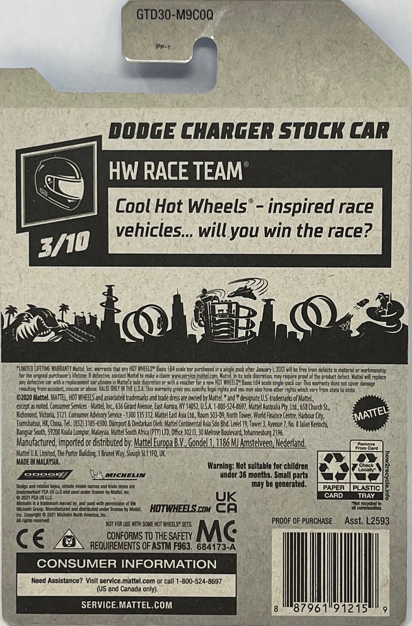 Hot Wheels Dodge Charger Stock Car ZAMAC 017 2021 194/250 HW Race Team 3/10
