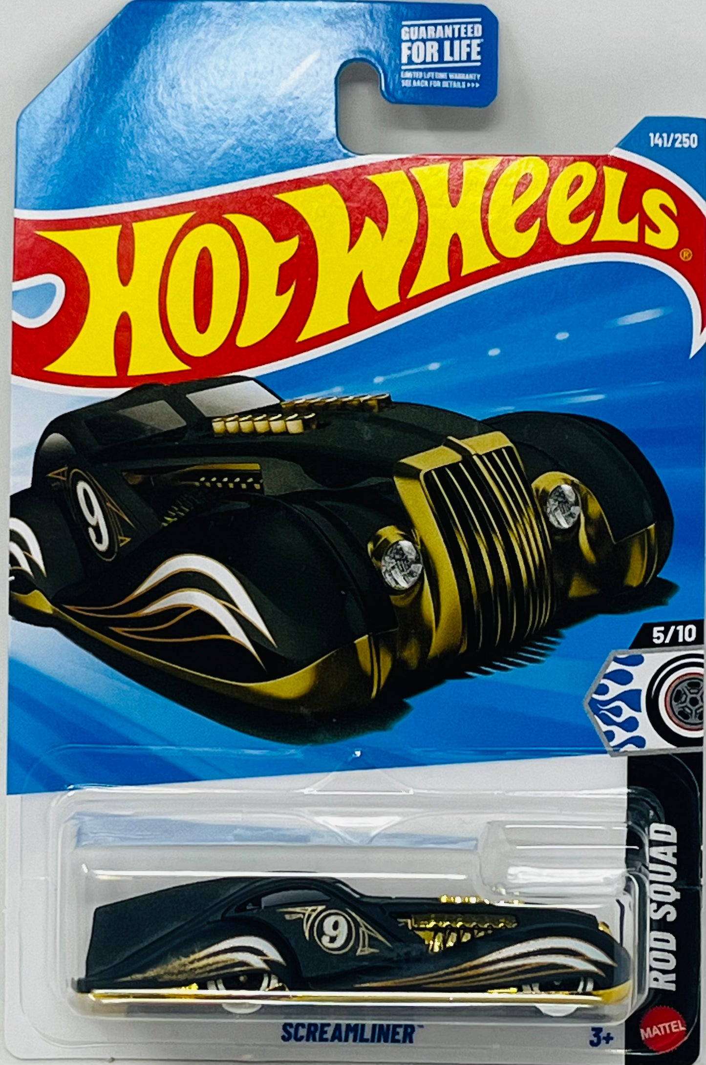 Hot Wheels Screamliner Black/ Gold Chrome 141/250 Rod Squad 5/10