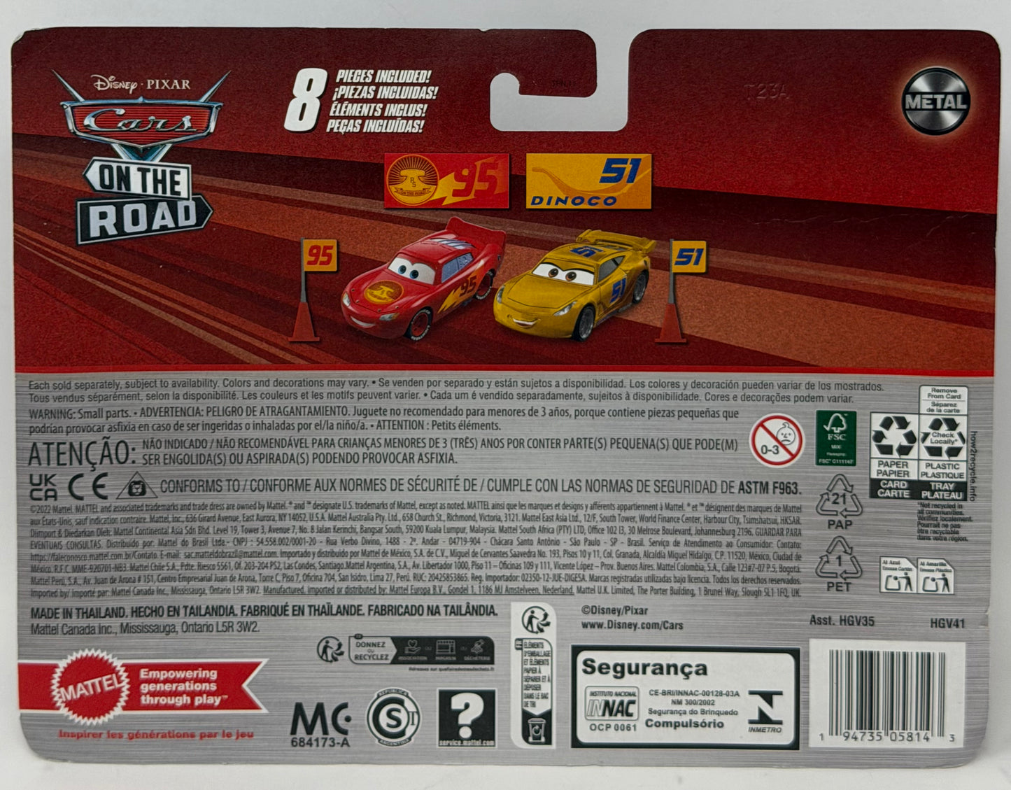 Disney Pixar Cars Road Trip Lightning McQueen & Rusteze DinocoCruz Ramirez Cruz 2-Pack