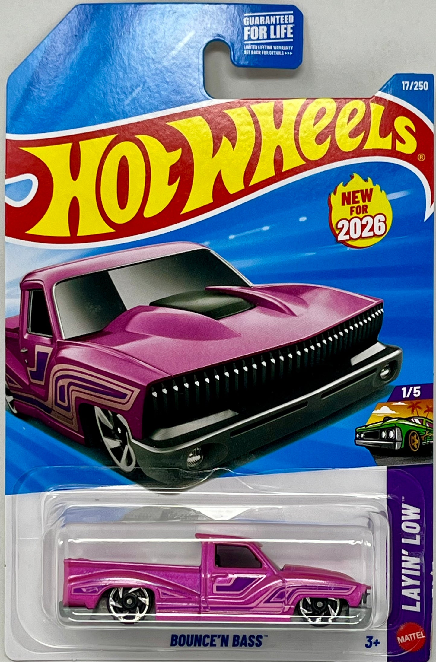 Hot Wheels Bounce 'N Bass Pink 17/250 Layin' Low 1/5