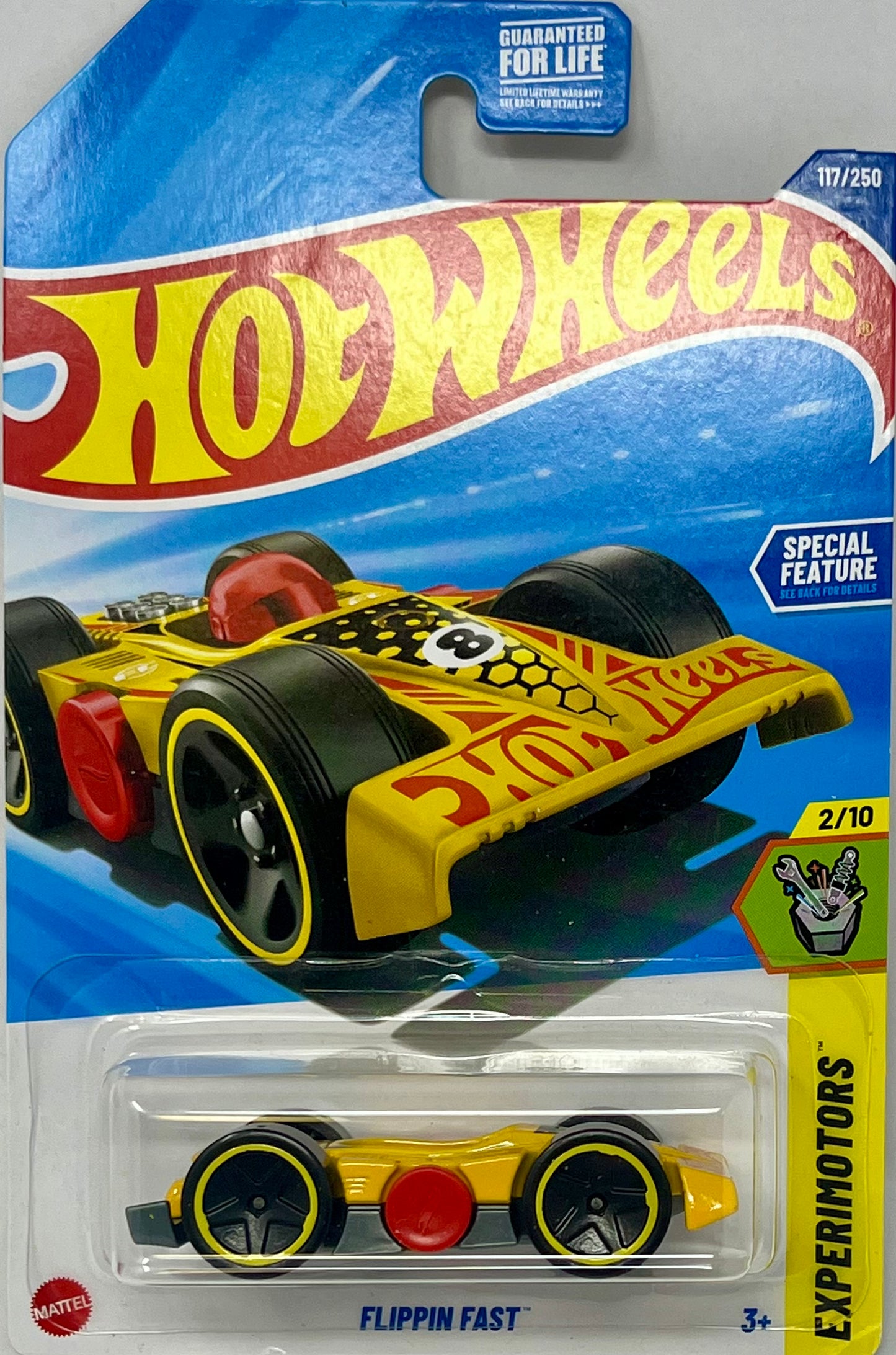 Hot Wheels Flipping Fast Yellow/ Gray 117/250 Experimotors 2/10 Special Feature