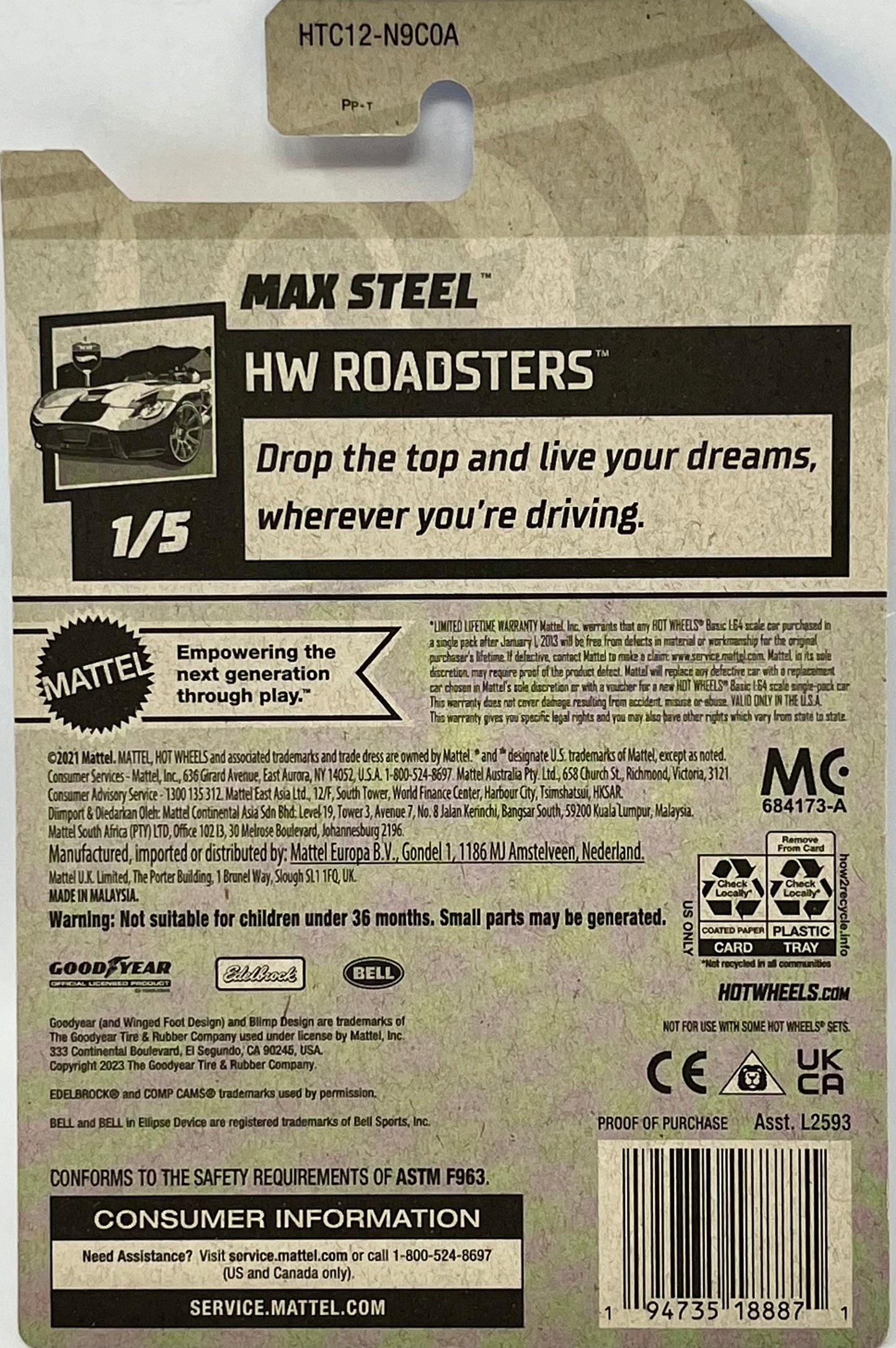Hot Wheels Max Steel Burgundy #29 19/250 HW Roadsters 1/5