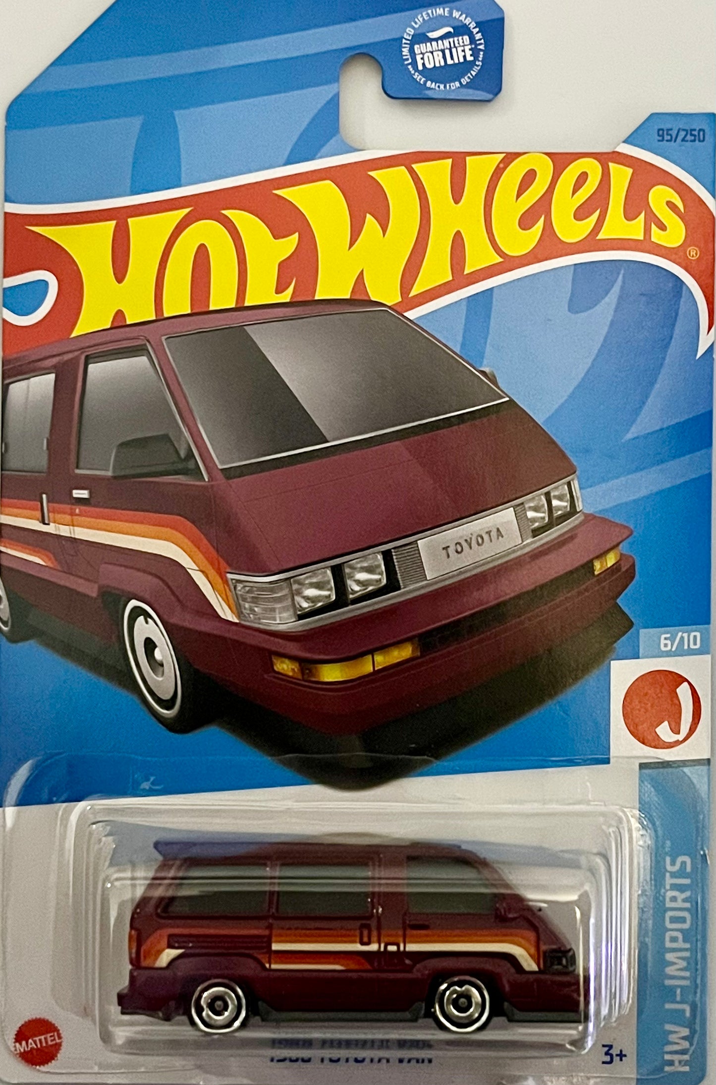 Hot Wheels 1986 Toyota Van Maroon 95/250 HW J-Imports 6/10