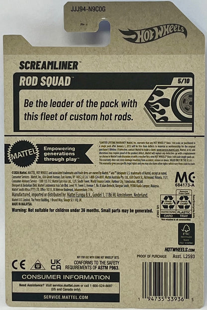 Hot Wheels Screamliner Black/ Gold Chrome 141/250 Rod Squad 5/10