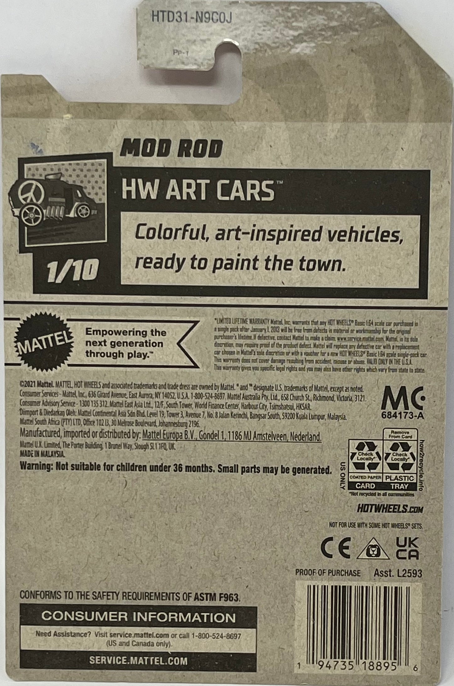Hot Wheels Mod Rod 61/250 HW Art Cars 1/10