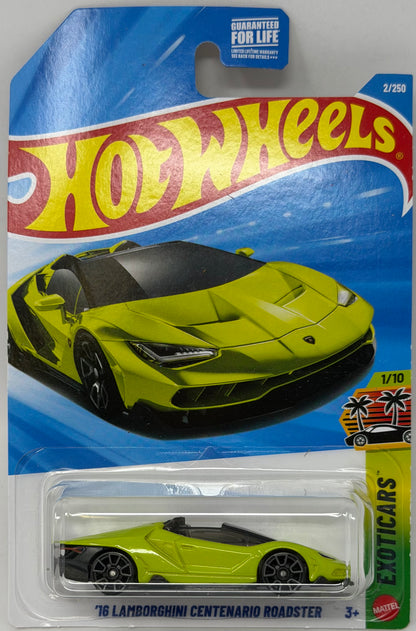Hot Wheels '16 Lamborghini Centenario Roadster [Green] 2/250 Exoticars 1/10 1:64 Scale Diecast Toy Vehicle