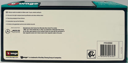 Mercedes-AMG F1 W14 E Performance #63 George Russell "Petronas" Formula One F1 1/24 Diecast Model Car by Bburago