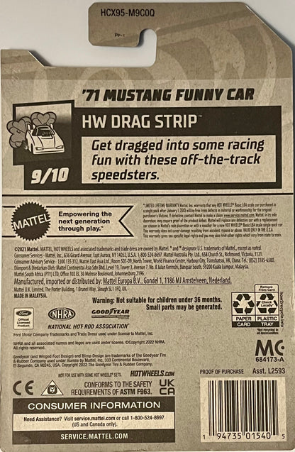 Hot Wheels ‘71 Mustang Funny Car 245/250 HW Drag Strip 9/10