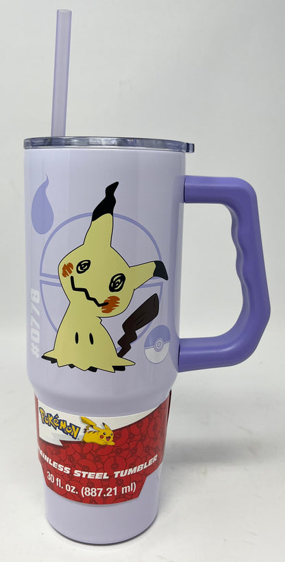Pokemon Mimikyu & Type 30oz Stainless Steel Tumbler with Handle and Straw