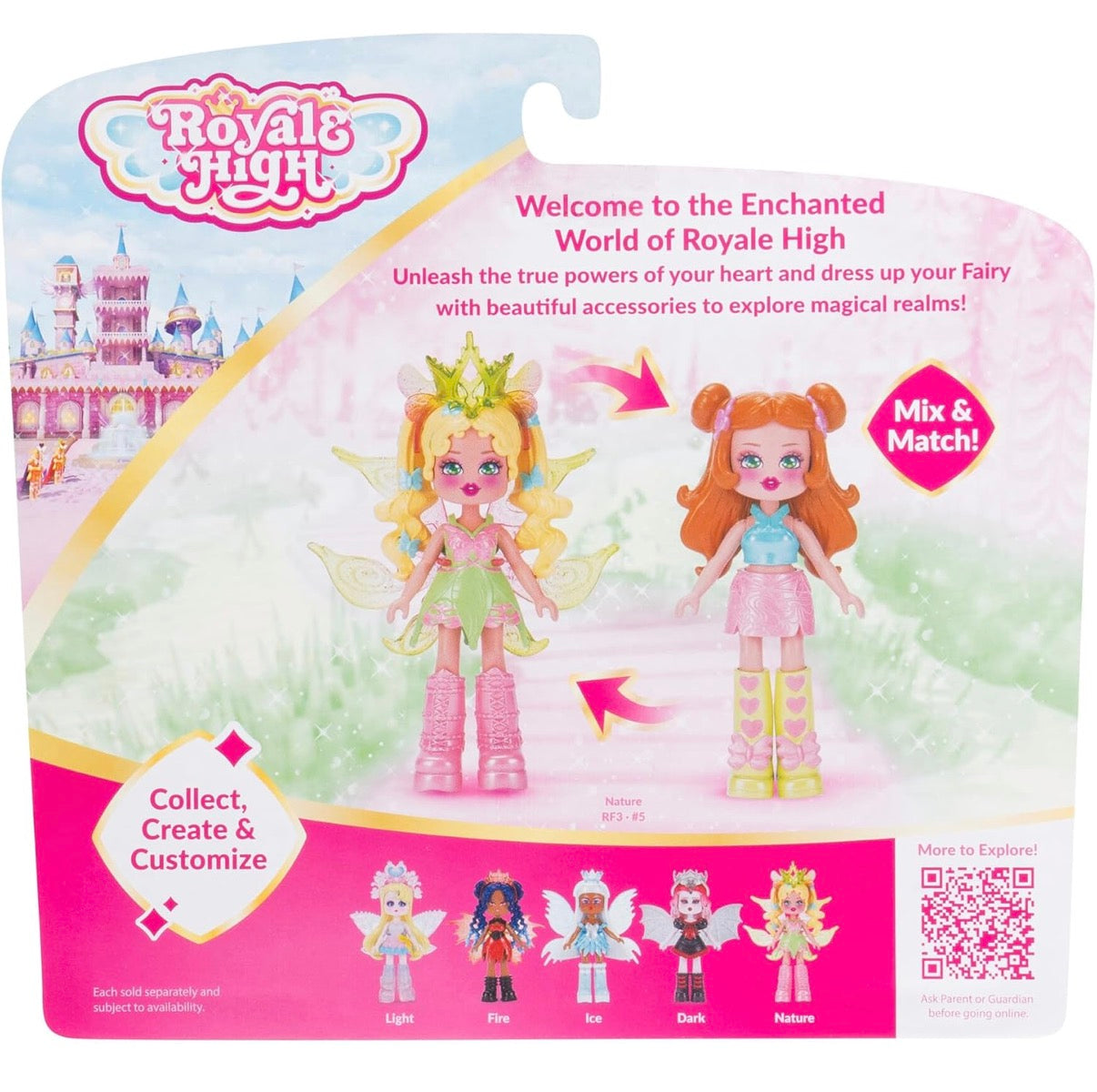 Royale High 3” Nature Fairy Fashion Doll - 1 Figure with 9 Fashion Accessories - Virtual Item Code Included - Series 1 - Ages 5+