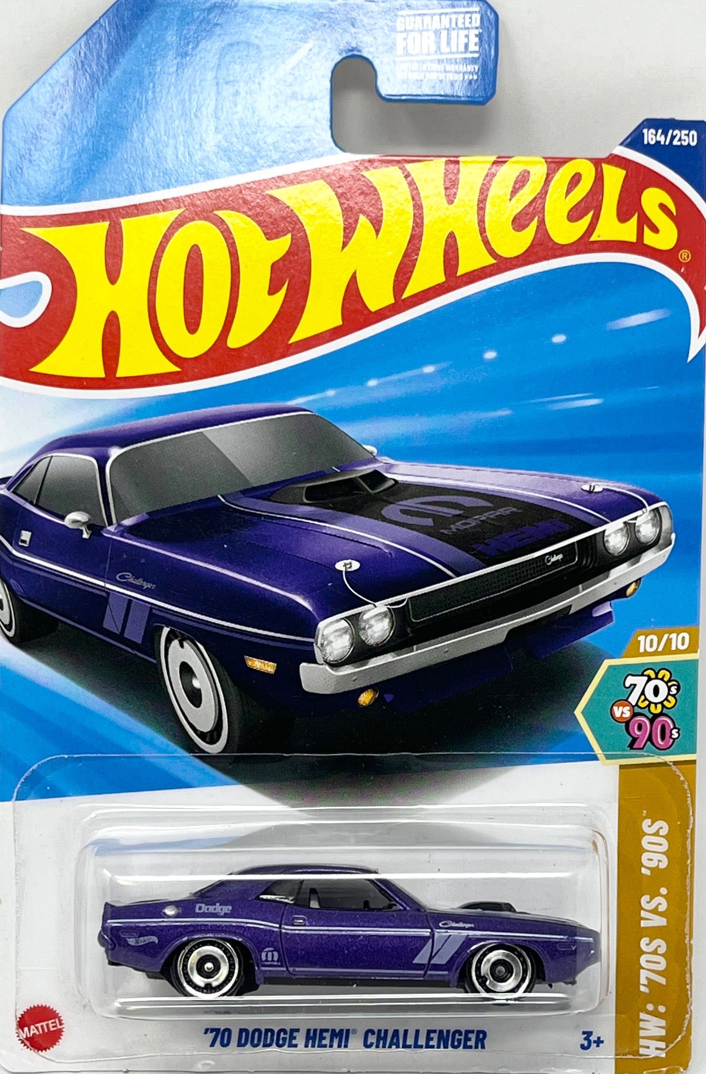 Hot Wheels '70 Dodge Hemi Challenger Blue 164/250 HW '70s vs '90s 10/10