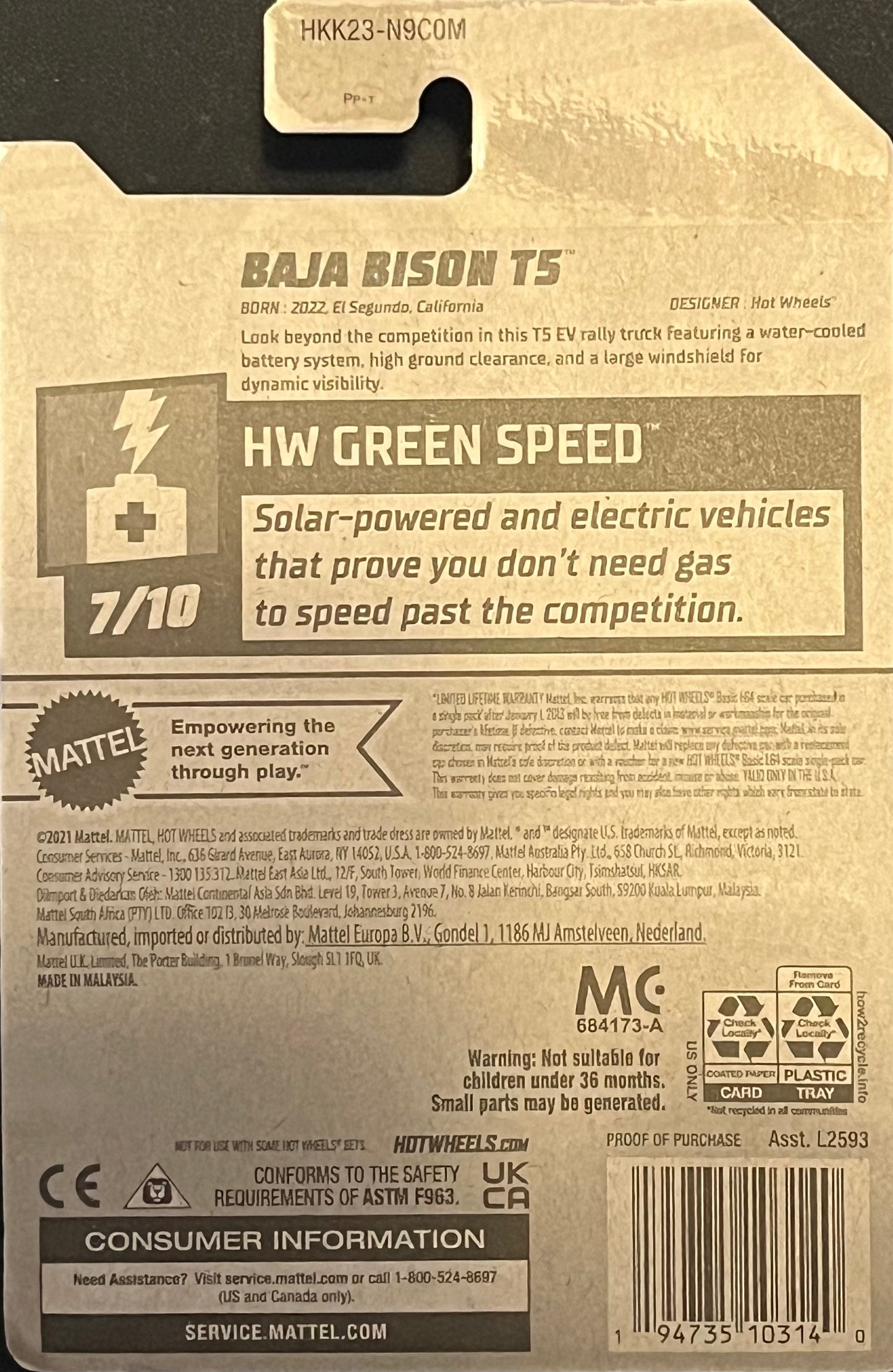 Hot Wheels Baja Bison T5 Green 143/250 HW Green Speed 7/10
