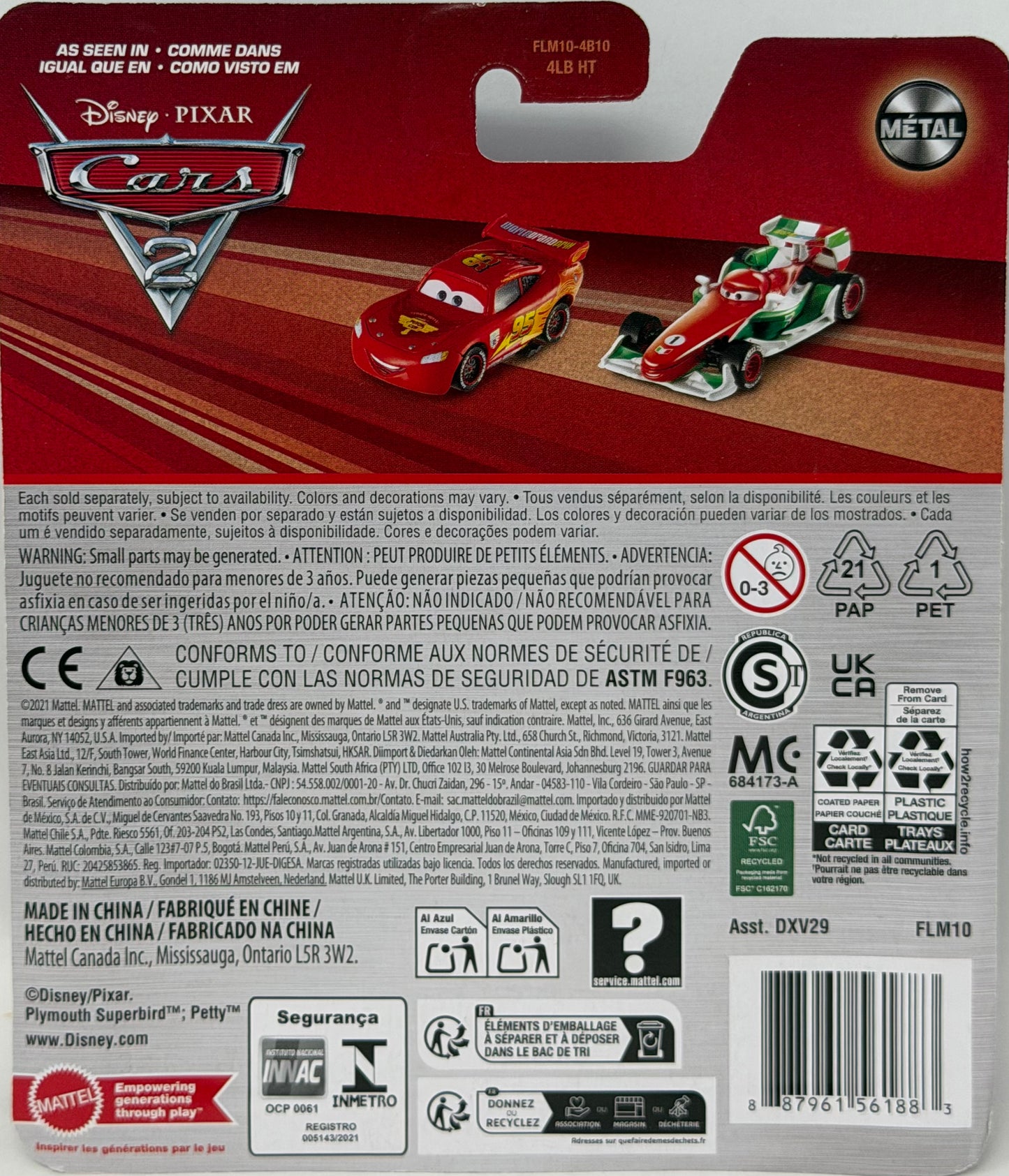 Disney Pixar Cars Die-Cast Francesco Bernoulli 1:55 Scale