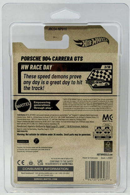 Hot Wheels Porsche 904 Carrera GTS Green/ Gray 100/250 HW RaceDay 3/10 Walgreens Exclusive With Protector