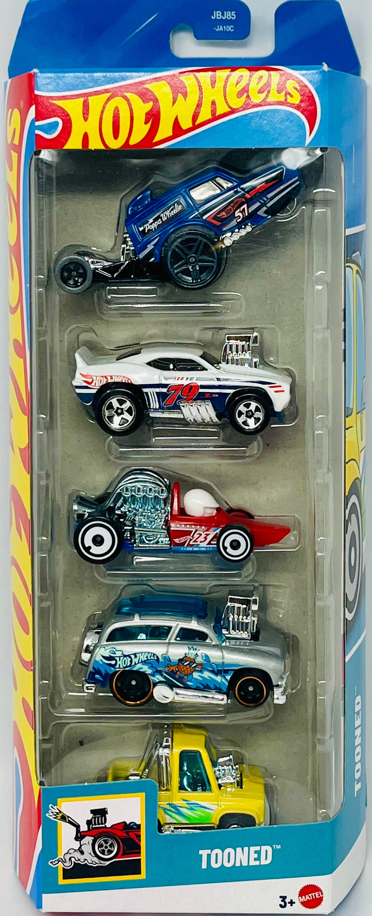 Hot Wheels Tooned 5 Pack Surf 'N Turf - Toon'd '83 Chevy Silverado - HW Poppa Wheelie - '69 Camaro Z28 - Head Starter