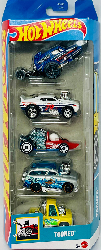 Hot Wheels Tooned 5 Pack Surf 'N Turf - Toon'd '83 Chevy Silverado - HW Poppa Wheelie - '69 Camaro Z28 - Head Starter