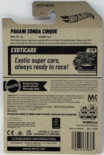 Hot Wheels Pagani Zonda Cinque (Orange) 26/250 HW Exoticars 4/10