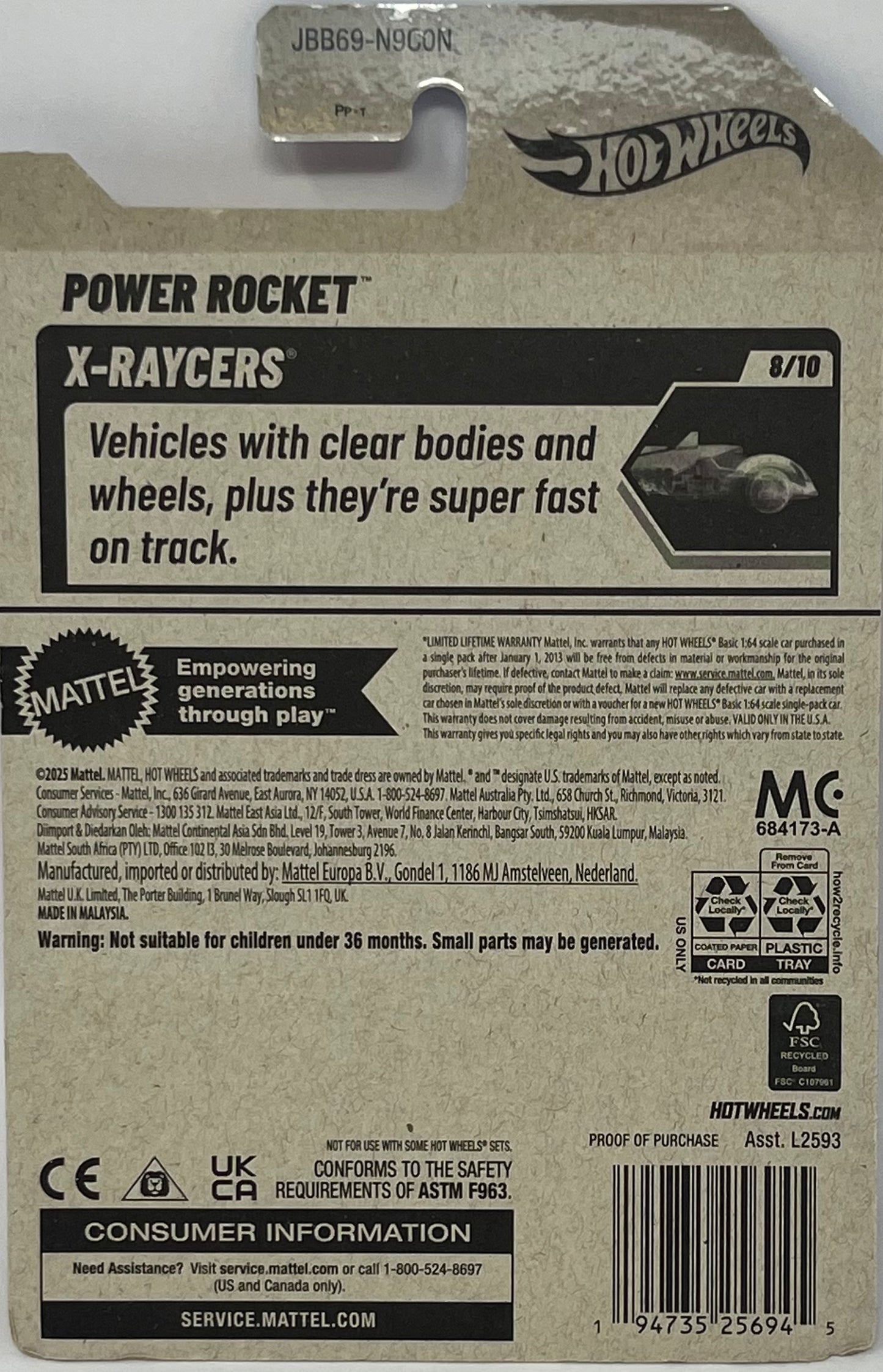 Hot Wheels Power Rocket Pink 109/250 X-Raycers 8/10