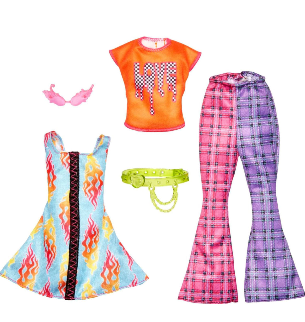 Barbie Clothes  2-Pack Dolls, Rock 'n Roll and Vibrant Outfits 4 Total Outfits