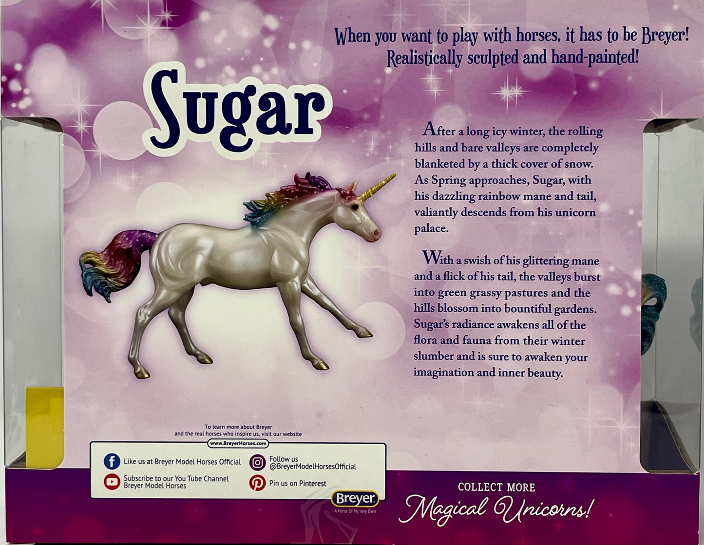 Breyer Magical Unicorn Sugar No. 97267 Pearl White w/ RAINBOW MANE & TAIL
