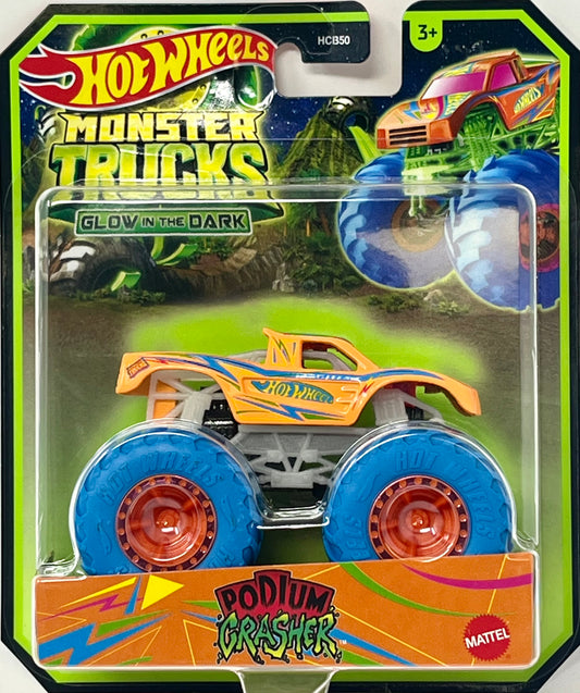 Hot Wheels Monster Truck PODIUM CRASHER 1:64 Glow in the Dark Orange