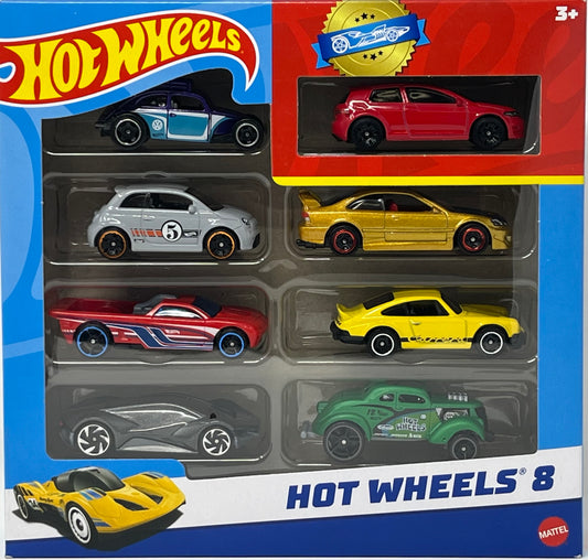 2024 Hot Wheels 8-Pack w/Exclusive VW Golf, Gold Honda Civic SI Porsche, Willy's