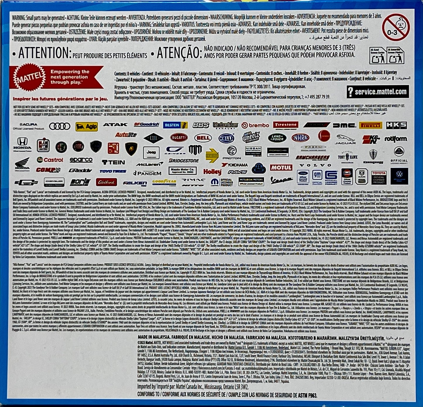 2024 Hot Wheels 8-Pack w/Exclusive VW Golf, Gold Honda Civic SI Porsche, Willy's