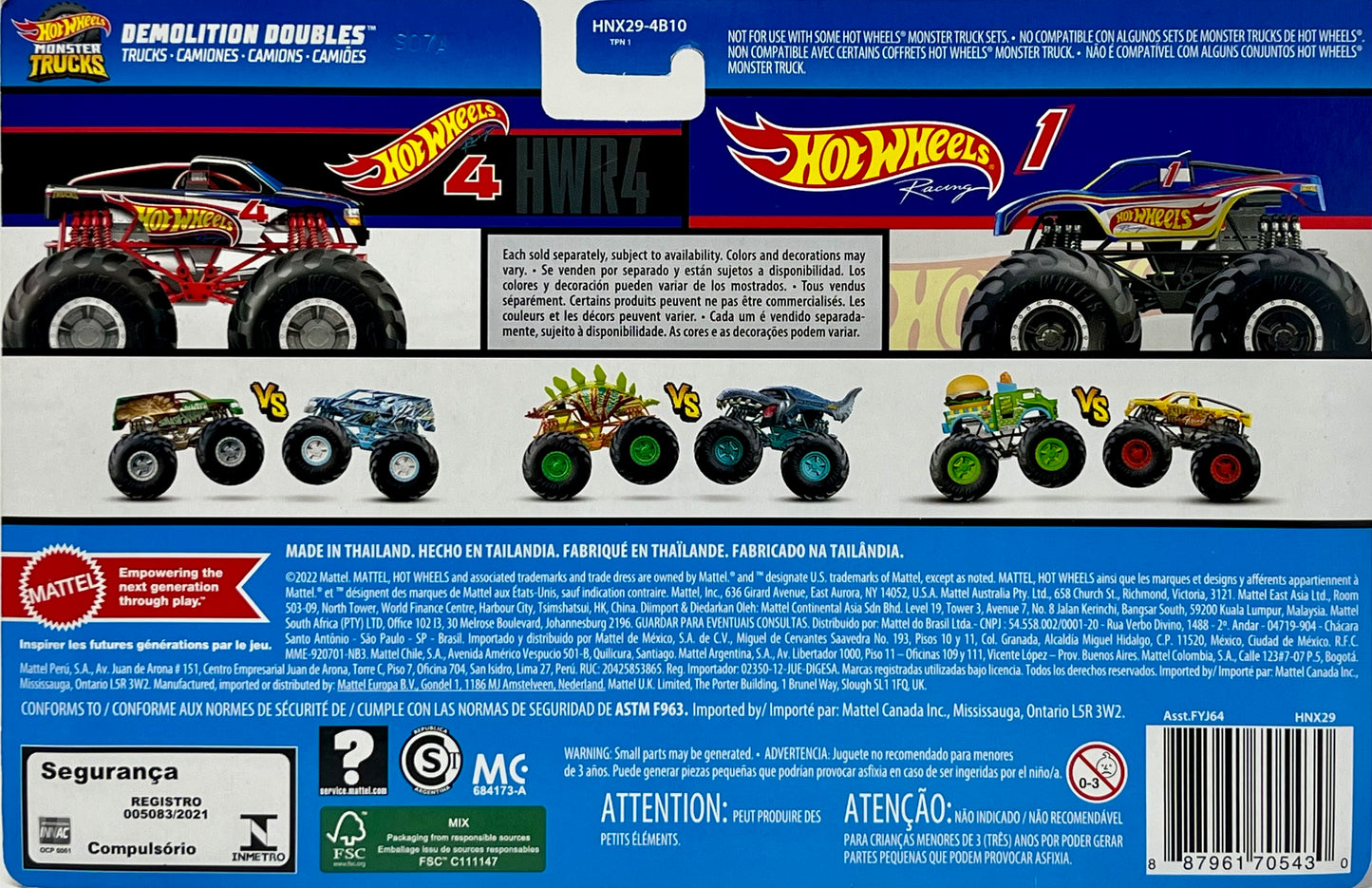 Hot Wheels Monster Trucks Demolition Doubles Hot Wheels 4 VS 1 Racing 1:64