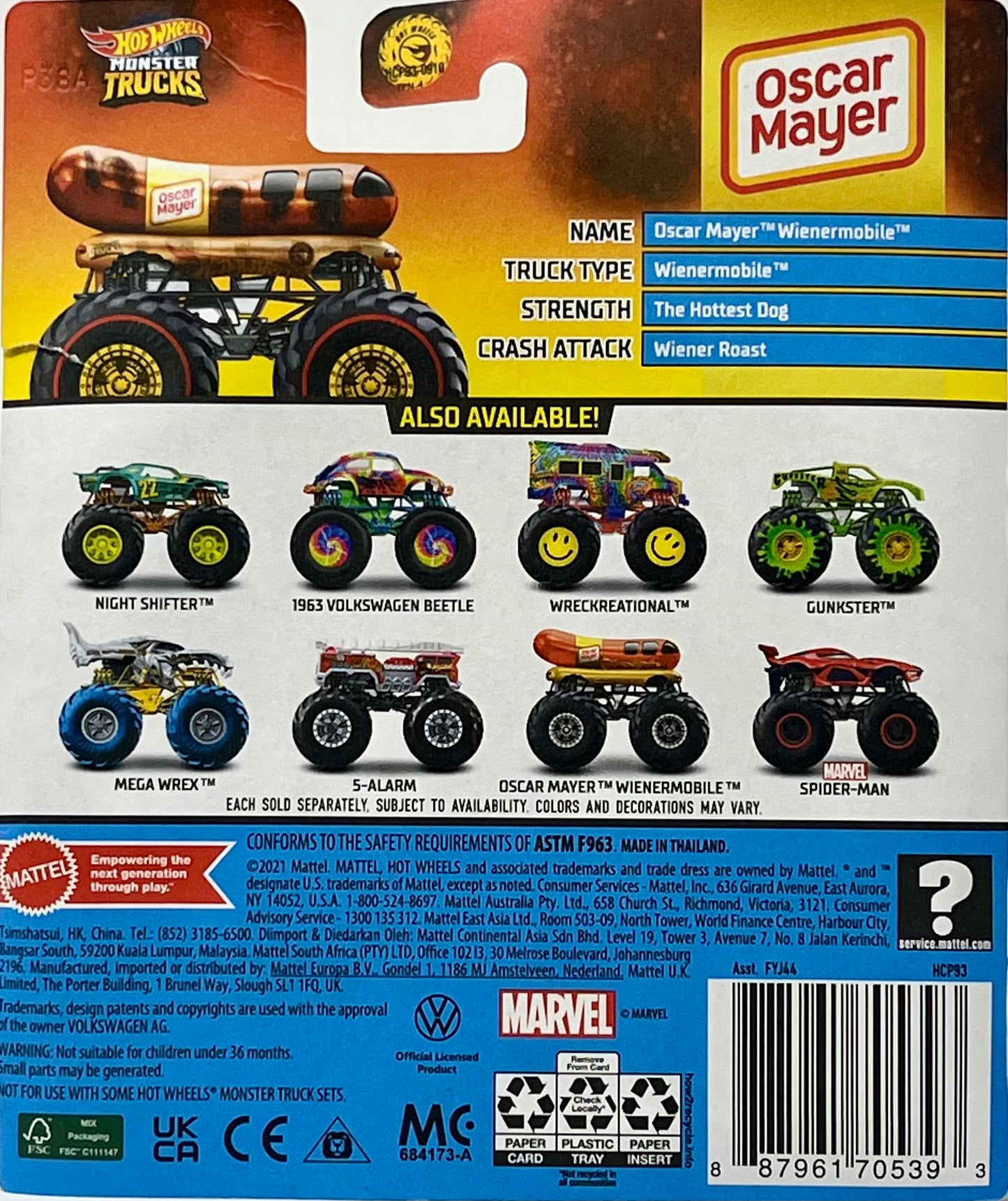 Hot Wheels Monster Trucks Treasure Hunt Oscar Mayer Grill Marks  1:64