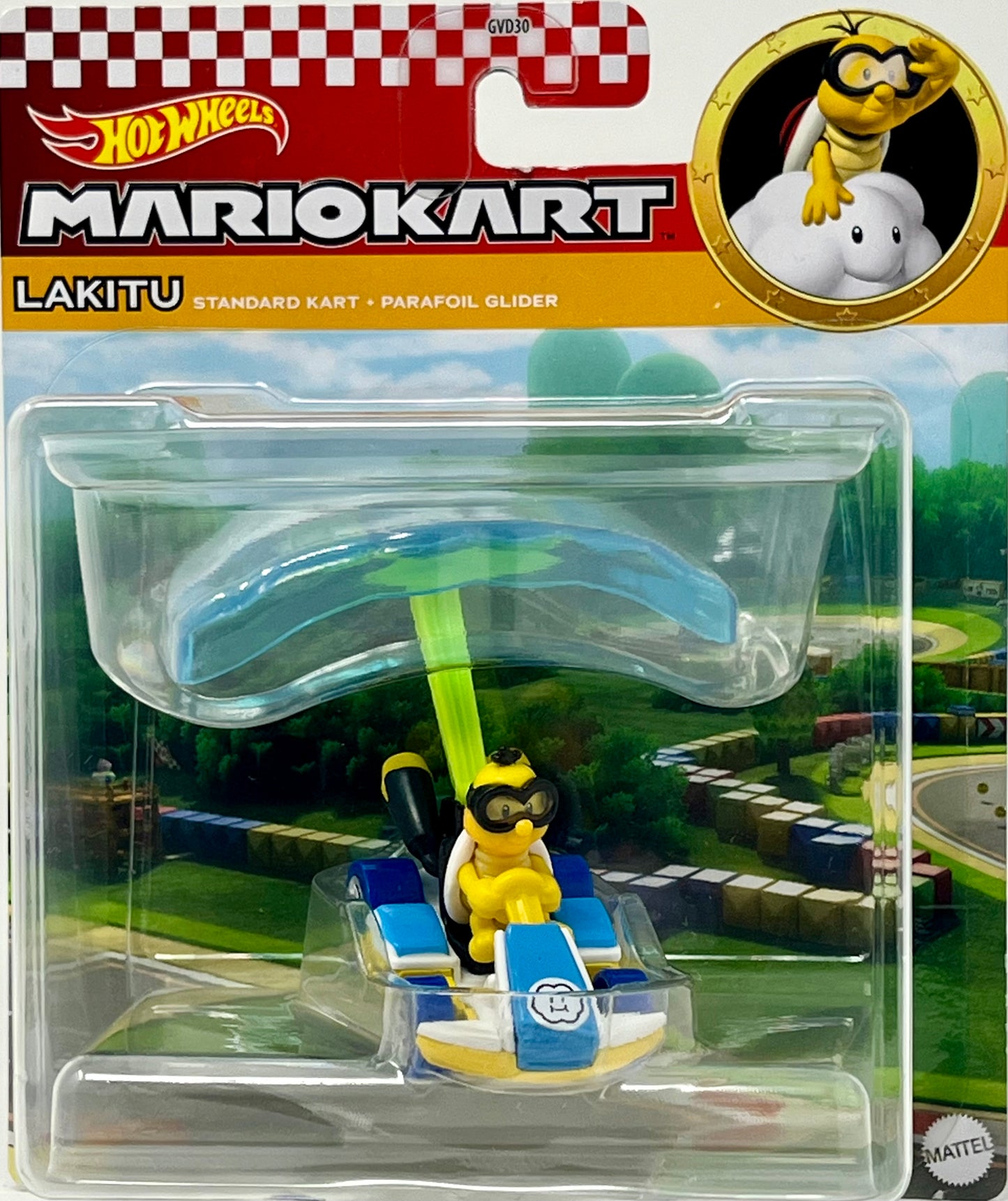 Hot Wheels Mario Kart Lakitu Standard Kart Parafoil Glider/Kite Racer 1:64