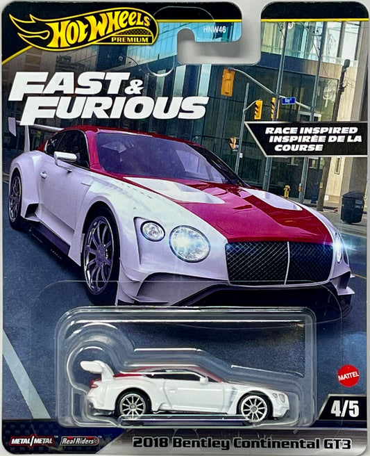 Hot Wheels 2018 Bentley Continental GT3 Premium Fast & Furious 1:64 Scale Die-Cast Car for Collectors