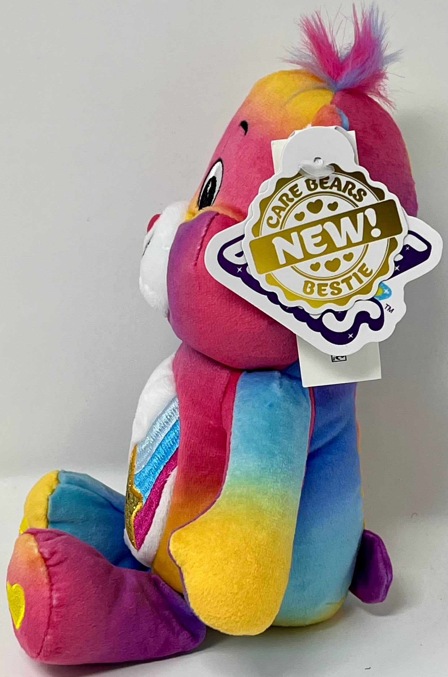 Care Bears 9" Bean Plush 2022 Dare to Care Bear Tie-Dye & Glitter Belly