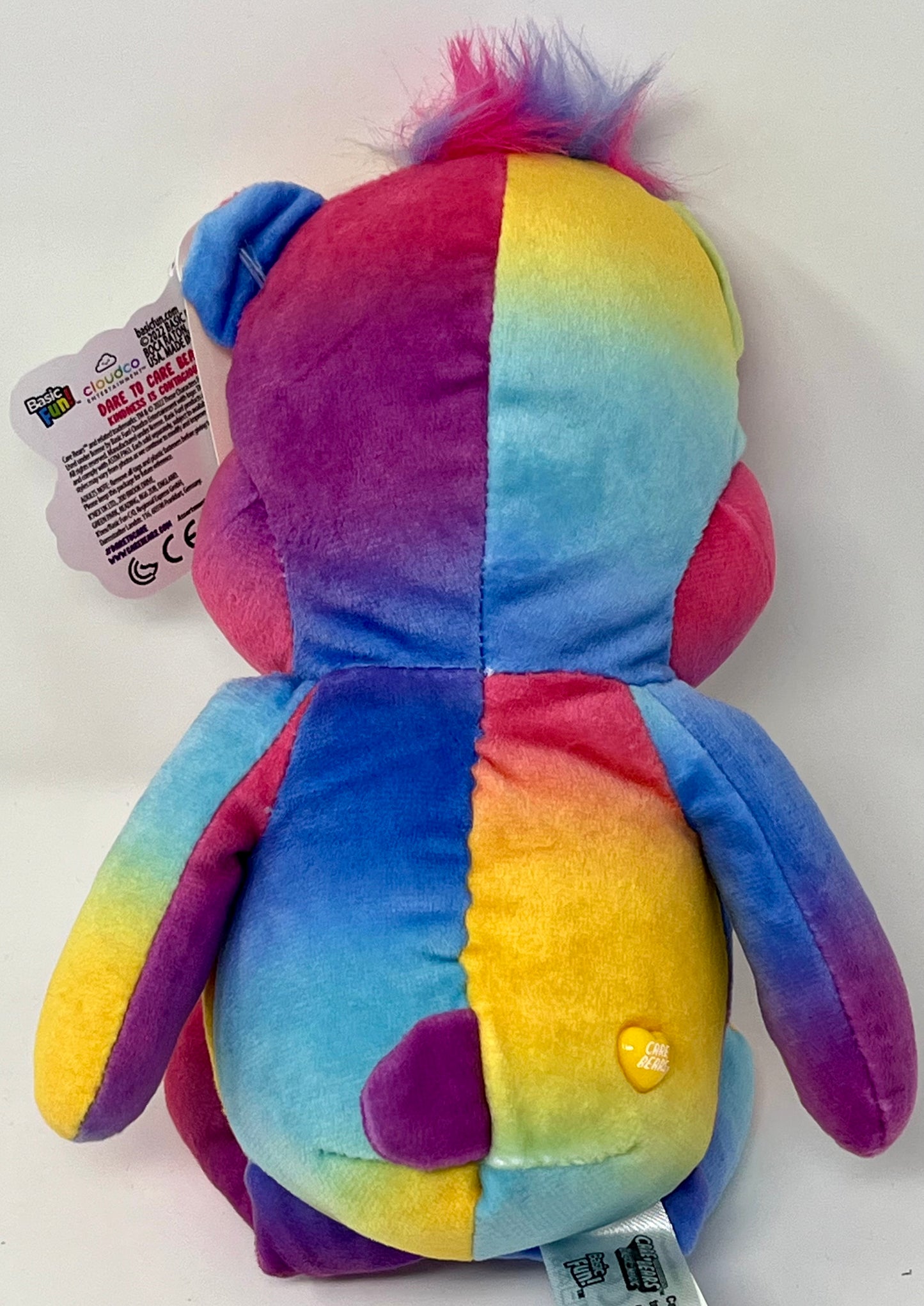 Care Bears 9" Bean Plush 2022 Dare to Care Bear Tie-Dye & Glitter Belly
