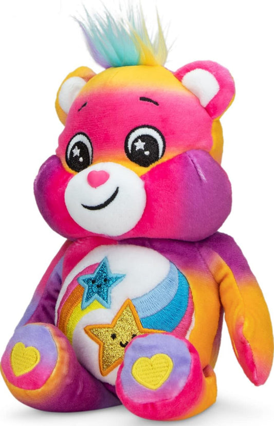 Care Bears 9" Bean Plush 2022 Dare to Care Bear Tie-Dye & Glitter Belly