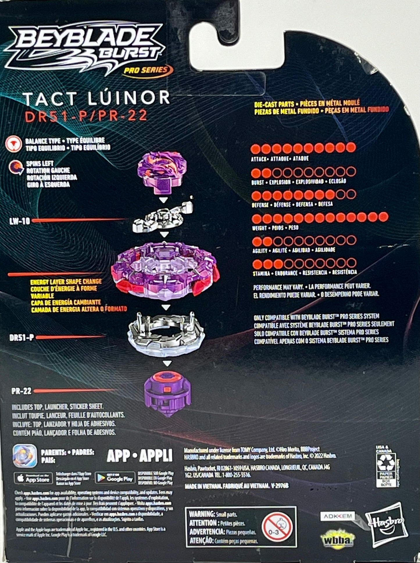 BEYBLADE Burst Pro Series Tact Lúinor Spinning Top Starter Pack - Balance Type Battling Game Top with Launcher Toy