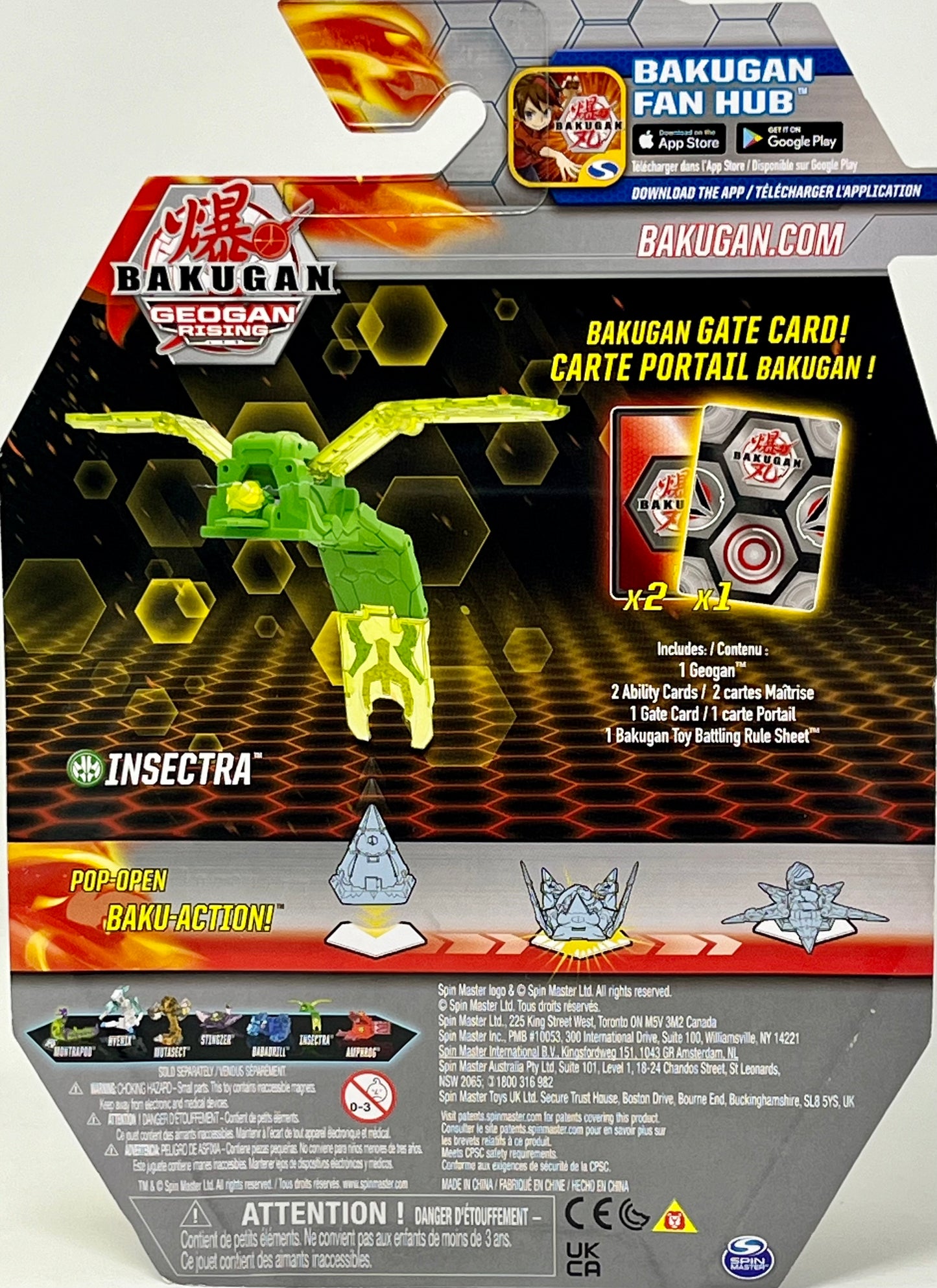 Bakugan Geogan Rising Insectra Geogan 2 Ability and 1 Gate Card