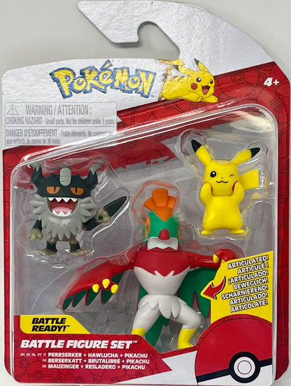Pokemon Battle Ready! Perrserker Hawlucha Pikachu Battle Figure Set