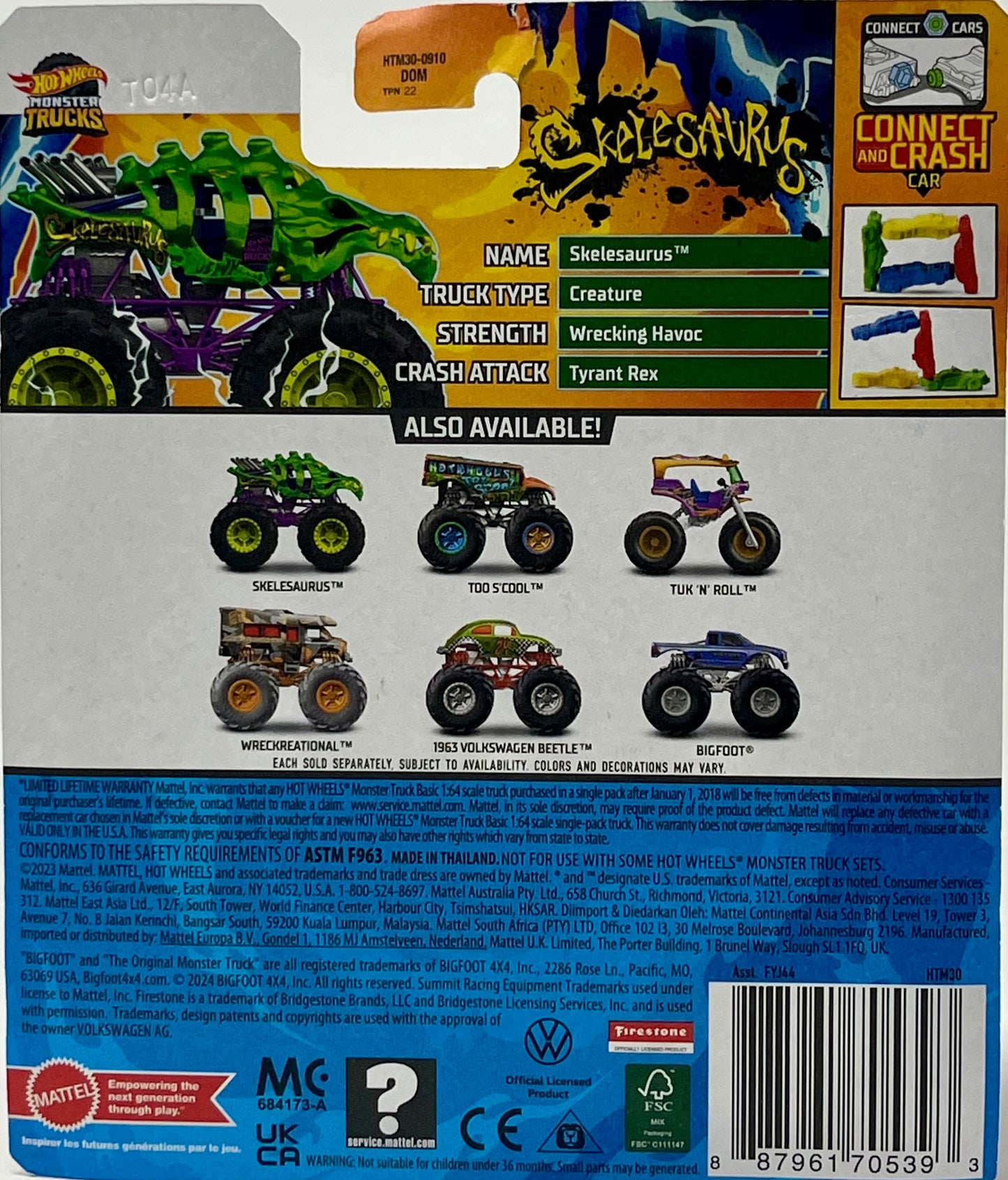 2024 Hot Wheels Monster Truck SKELESAURUS 1:64 Power Smashers 1/7