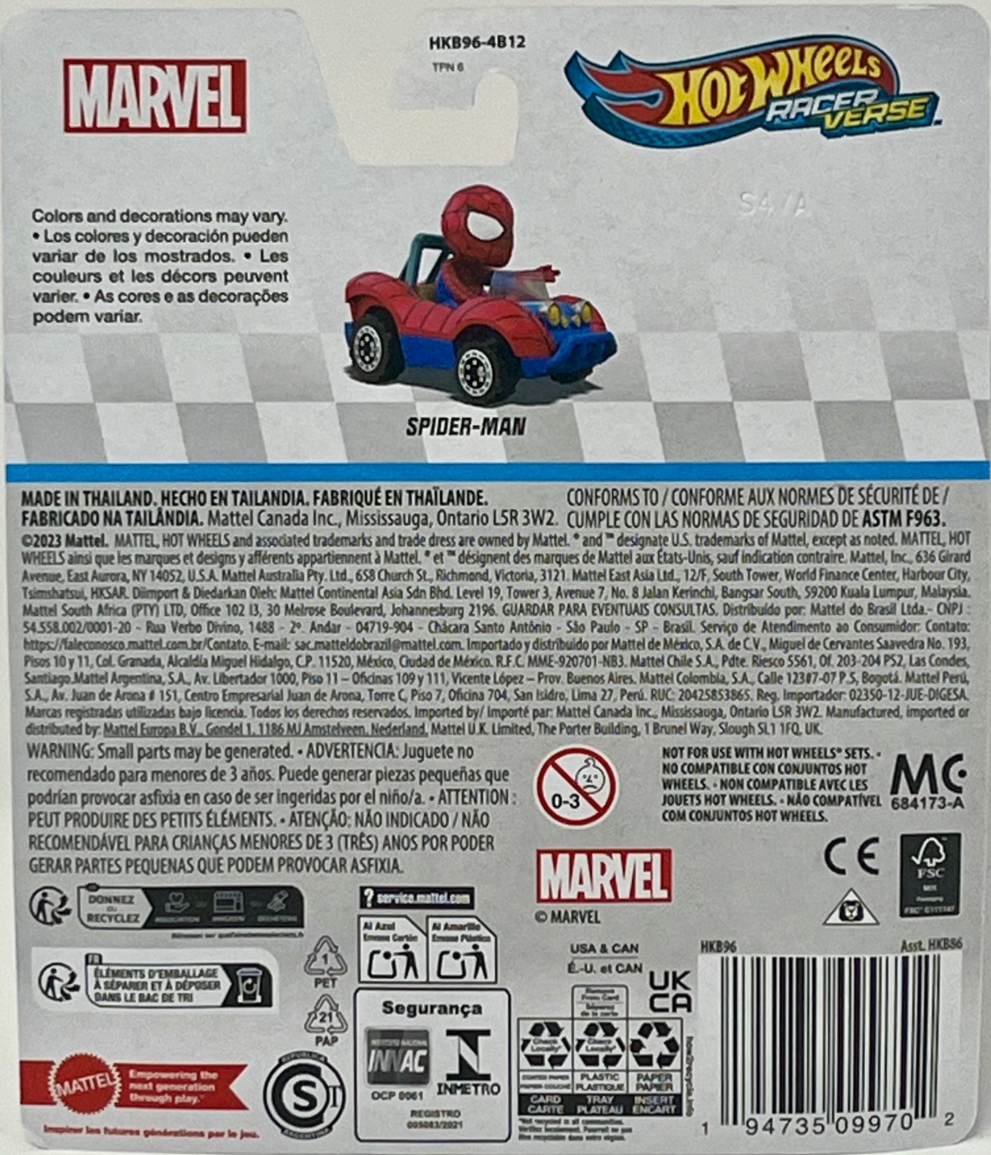 Hot Wheels Marvel Racer Verse Die Cast Spider-man