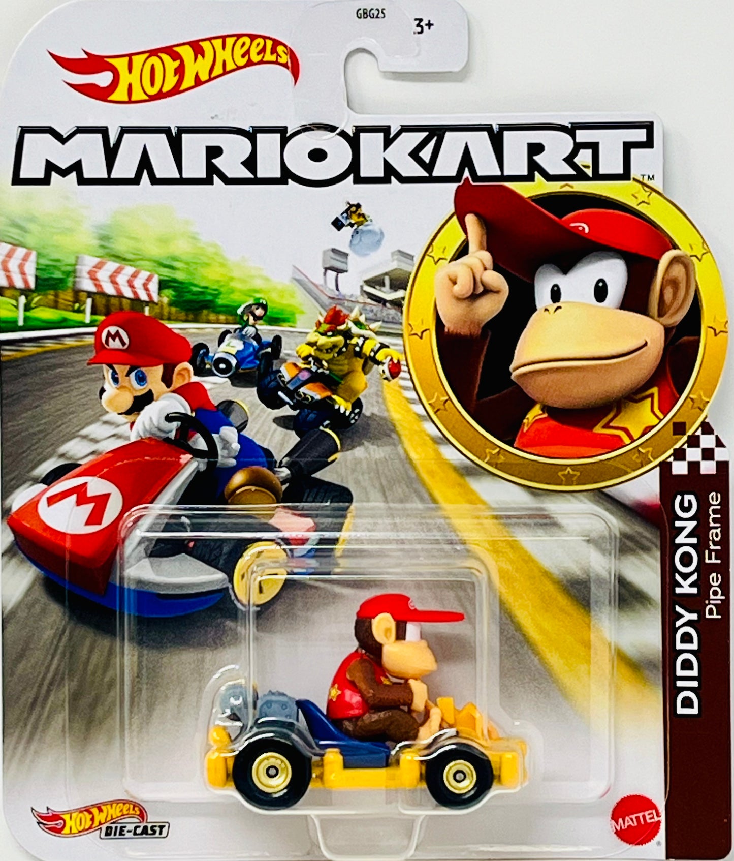 Hot Wheels Mario Kart Diddy Kong Pipe Frame Kart